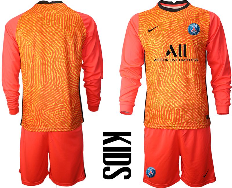 Youth 2020-2021 club Paris St German red goalkeeper long sleeve Soccer Jerseys->paris st german jersey->Soccer Club Jersey